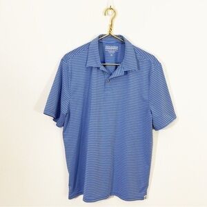 Fair Harbor Mens XL Blue Striped Polo Shirt Performance Fabric Golf Casual